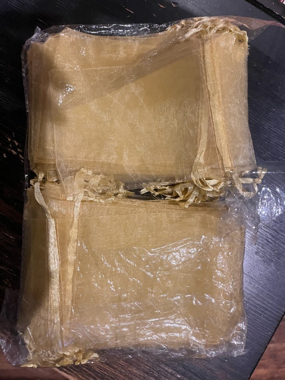 100 pc set - gold Organza Gift Sachet Bags NWT